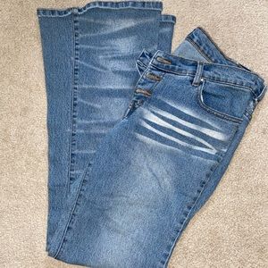 Blue low waist bell bottom jeans